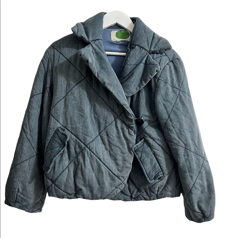 Anthropologie Denim puffer Jacket Coat